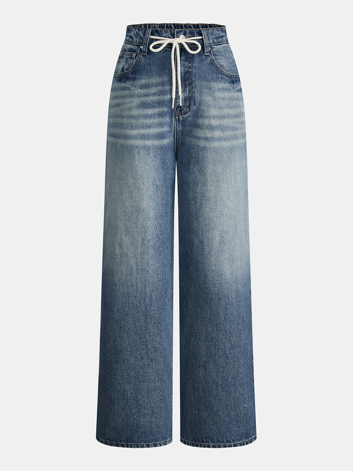 Jeanshose mit geradem Bein und Tunnelzug