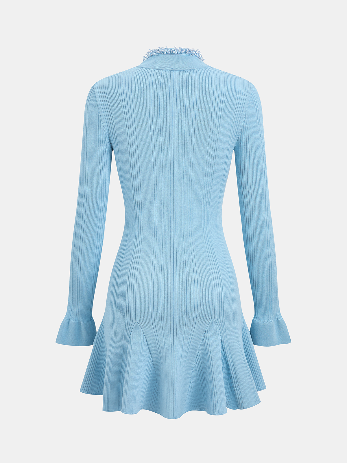 Mini-robe en maille à ourlet volanté et perles