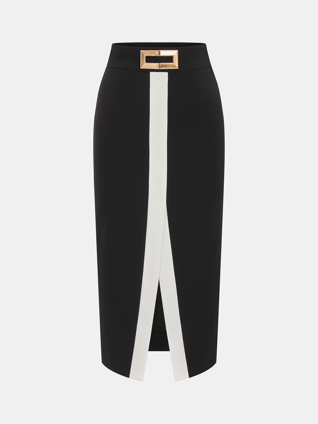 Color Block Metal Detail Midi Skirt