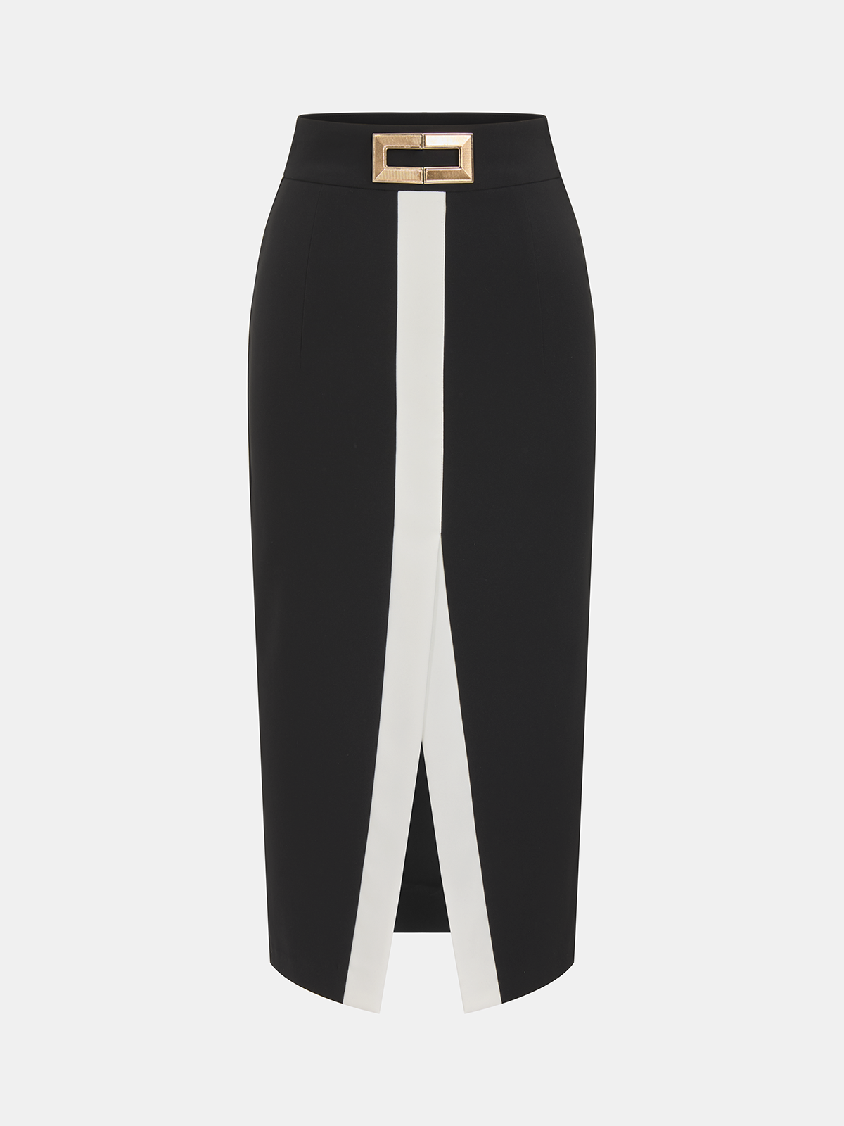 Jupe midi color block avec détails métalliques