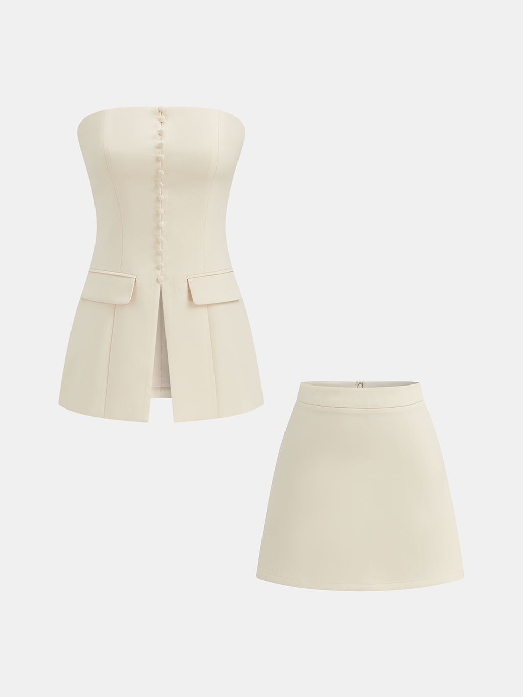 Ensemble haut bandeau boutonné et mini-jupe