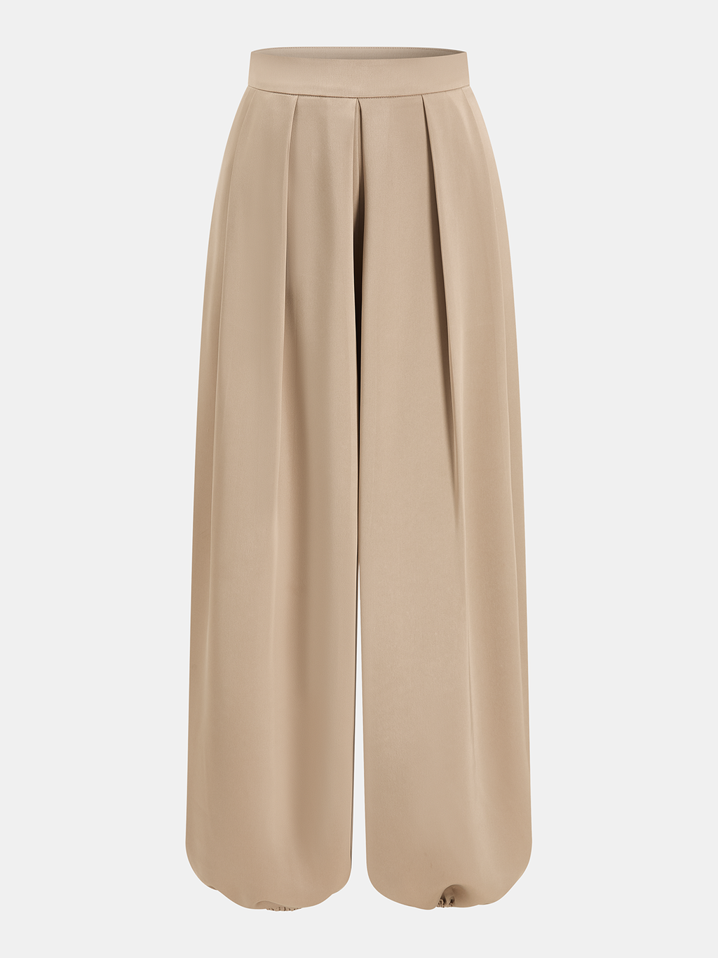 Mid-Waist Satin Plissée Ballonhose