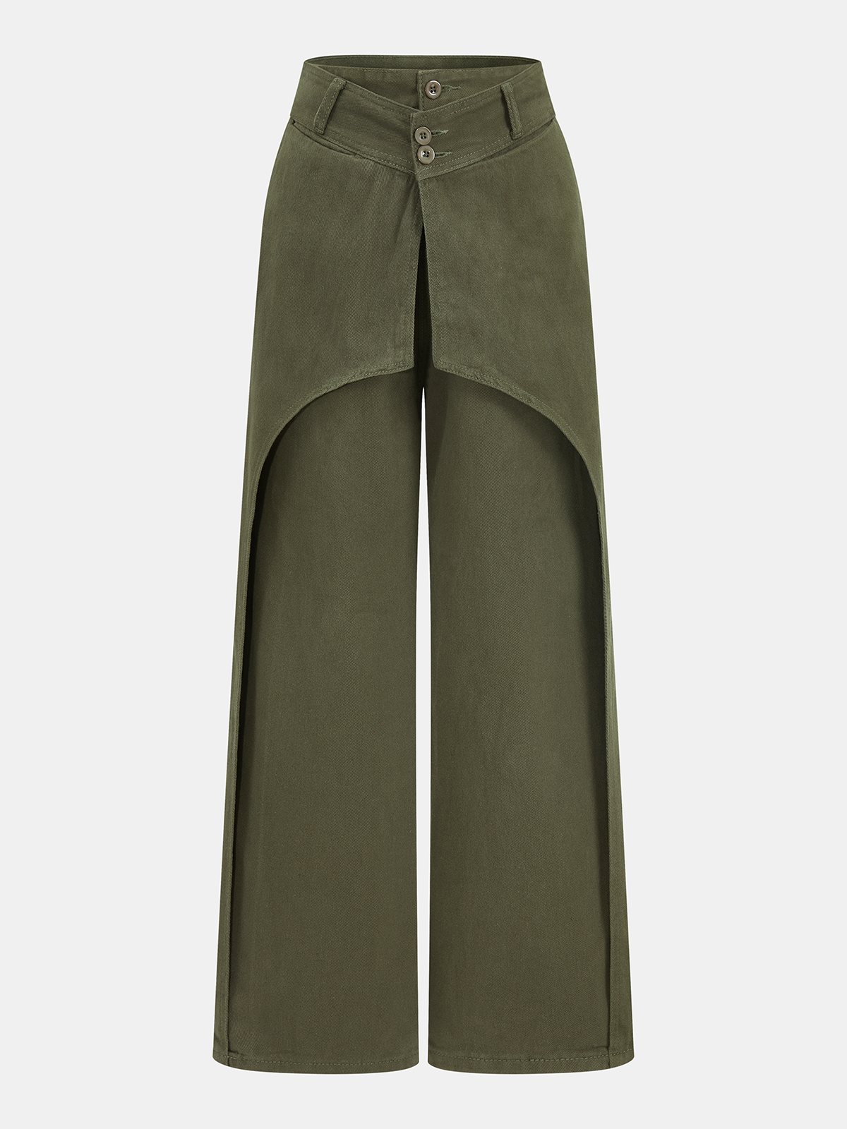 Overlay-Panel-Jeans mit weitem Bein und mittlerer Bundhöhe