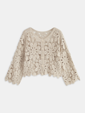 Kurze Strickjacke mit Blumenmuster