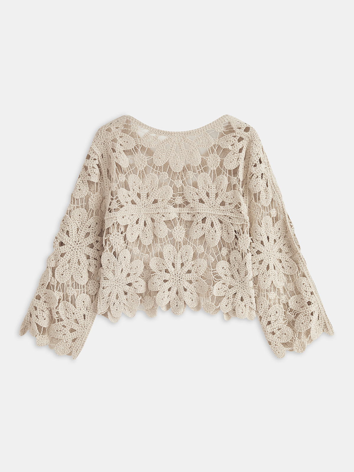 Kurze Strickjacke mit Blumenmuster