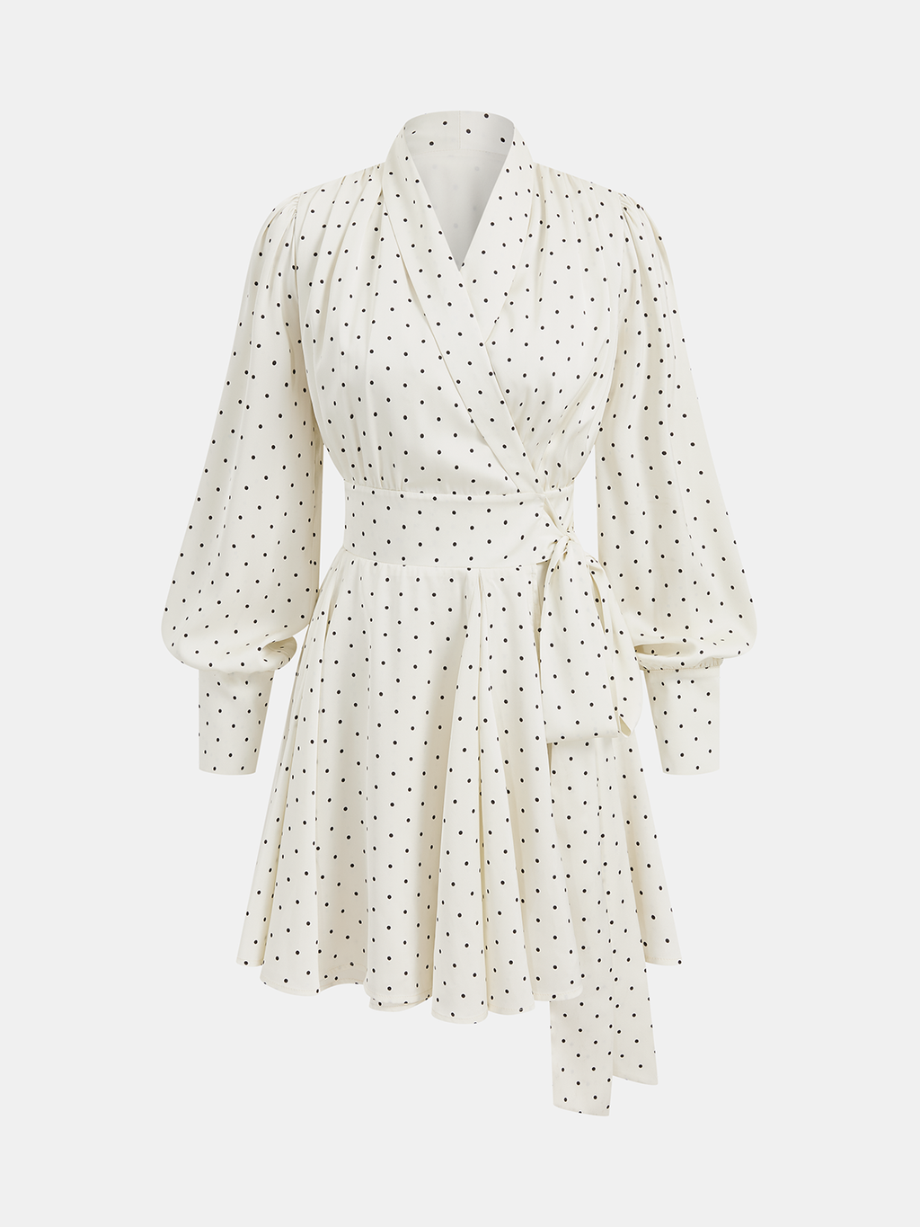 Gepunktetes Wickel-Minikleid mit Bindegürtel