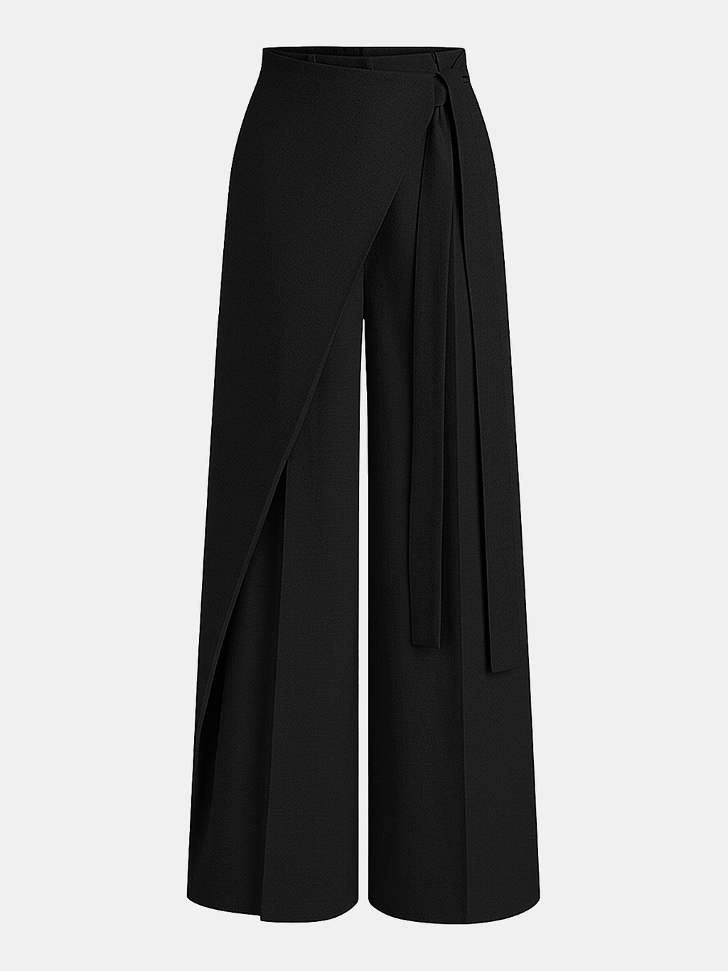 Puddle Hem Asymmetric Wrap Wide-Leg Pants