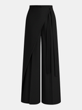 Puddle Hem Asymmetric Wrap Wide-Leg Pants