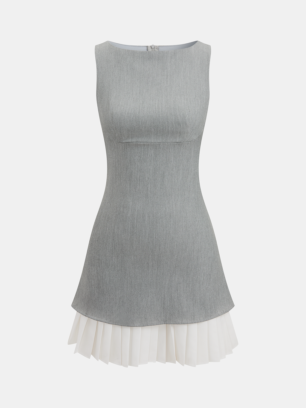 Ärmelloses Minikleid mit Faltenrock-Kontrast