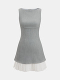 Ärmelloses Minikleid mit Faltenrock-Kontrast