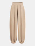 Mid-Waist Satin Plissée Ballonhose