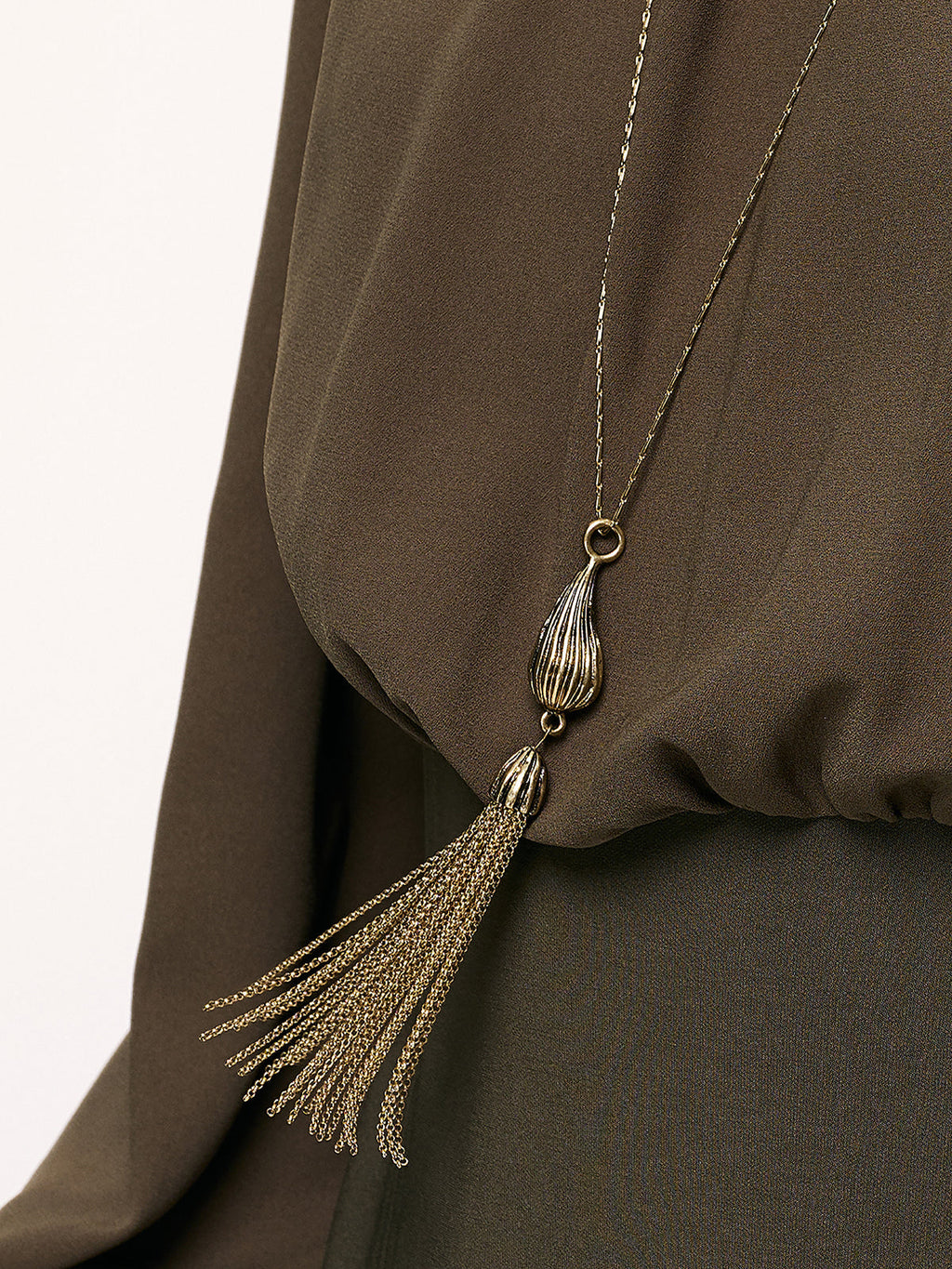 Textured Tassel Longline Necklace