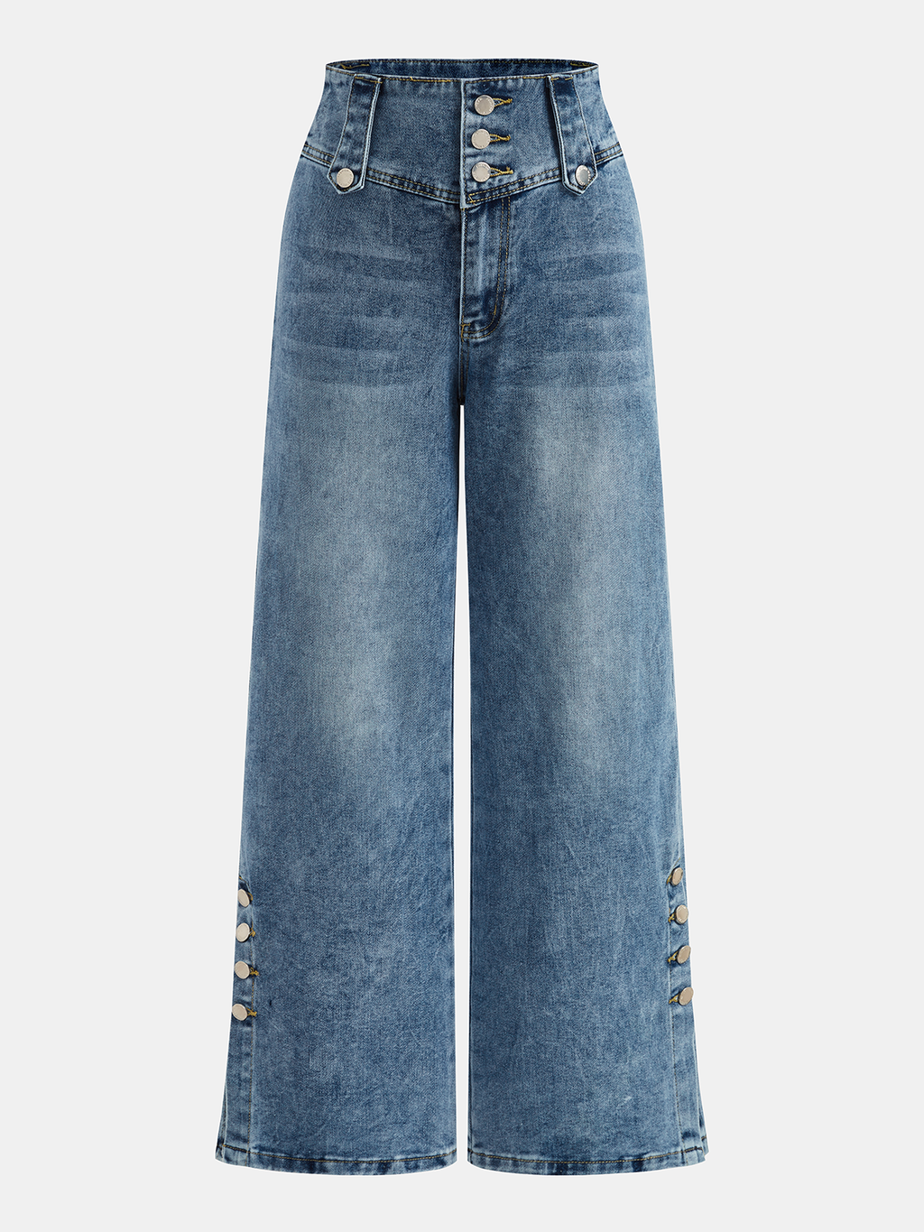 Jean large taille haute avec détails boutonnés