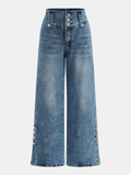Jean large taille haute avec détails boutonnés