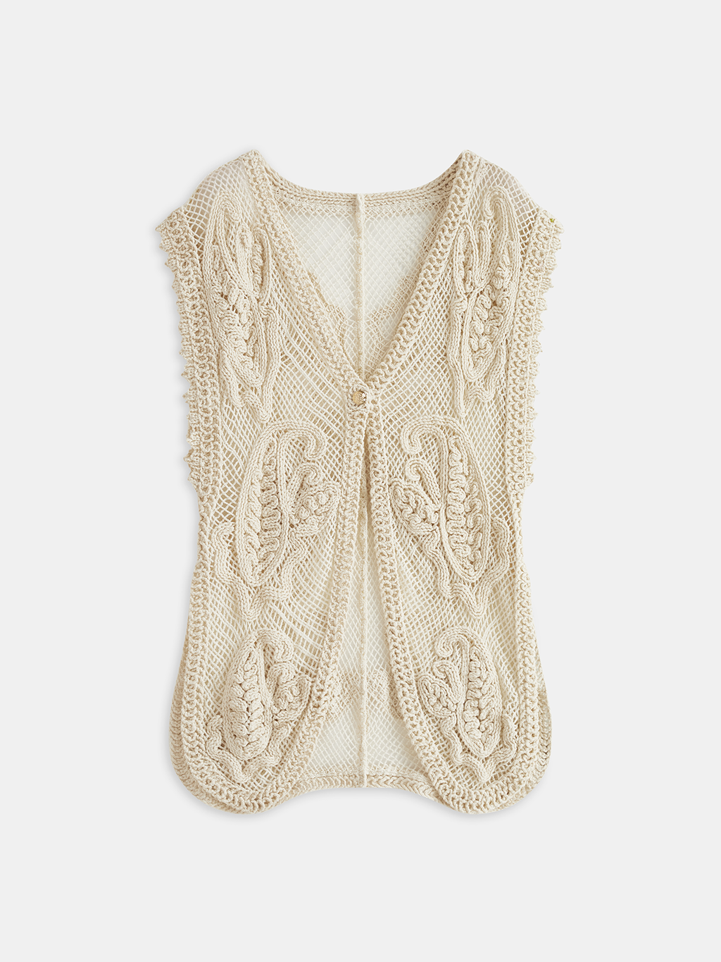 Crochet V-Neck Openwork Knit Vest