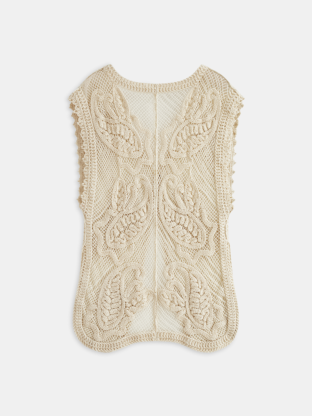 Crochet V-Neck Openwork Knit Vest