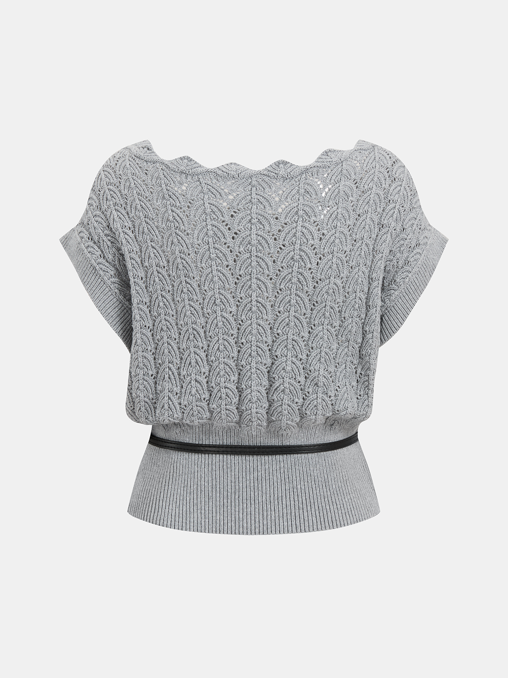 Haut en maille à encolure festonnée avec ceinture