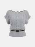 Haut en maille à encolure festonnée avec ceinture