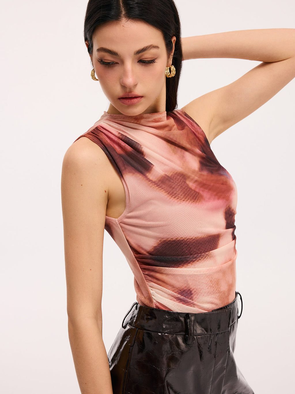 Justaucorps sans manches froncé Tie-Dye