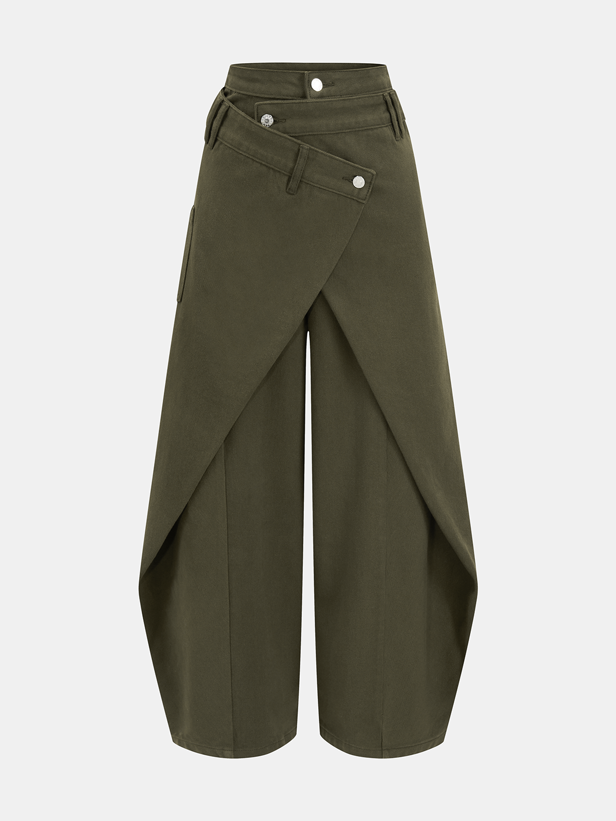 Jeans mit überkreuztem Bund und weitem Bein