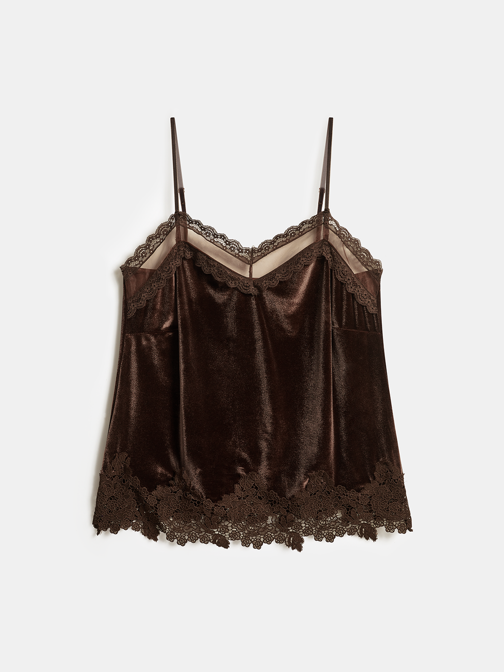 Débardeur en velours garni de dentelle