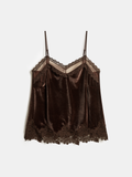 Débardeur en velours garni de dentelle