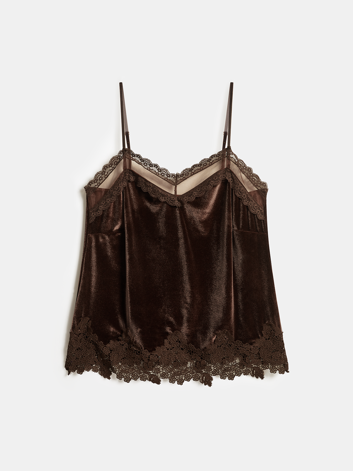 Samt-Spitzenbesatz-Cami-Top