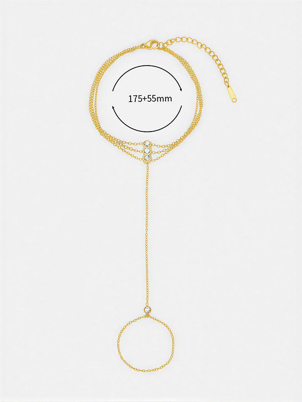 Bracelet de doigt à chaînes multiples en zircon