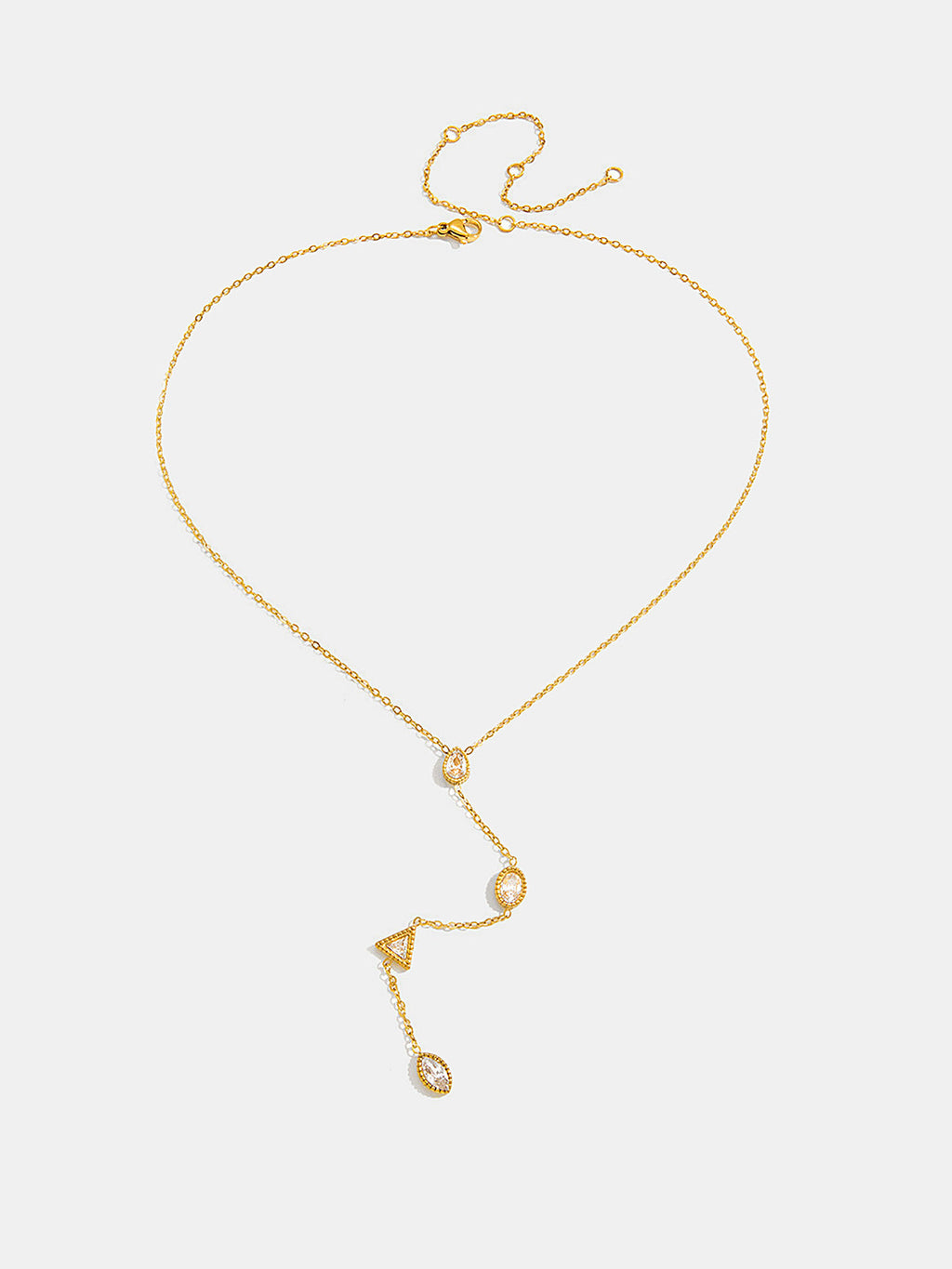 Collier géométrique en zircon en Y