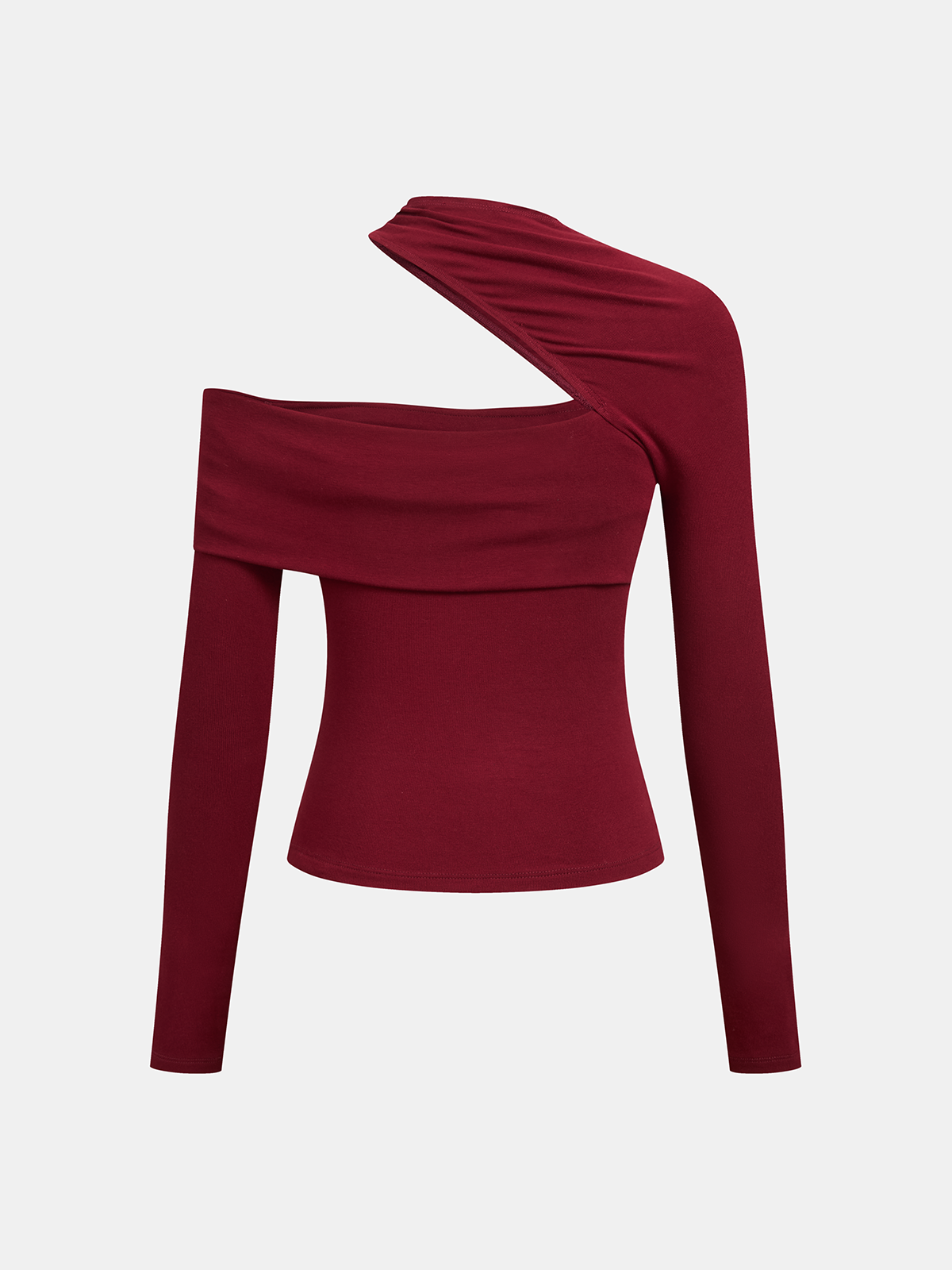 Asymmetrisches One-Shoulder-Langarm-Top mit Cut-Outs