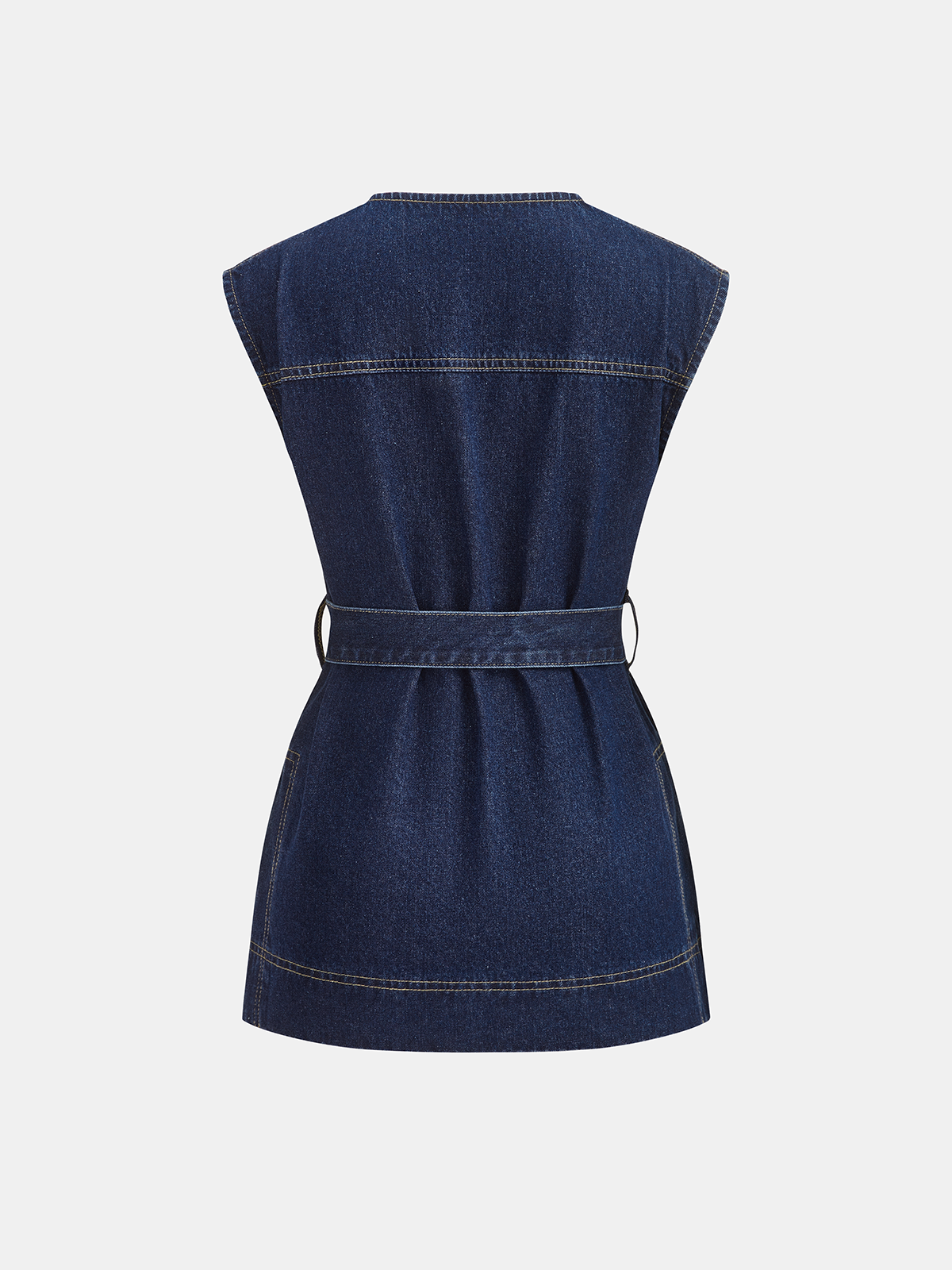 Gürtel-Jeans-Set: Ärmellose Weste & Shorts