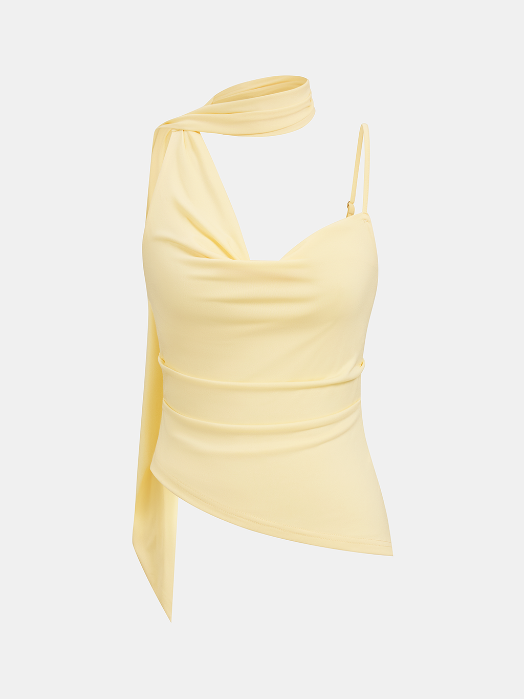 Asymmetrisches Camisole-Top mit gerafftem Bindekragen