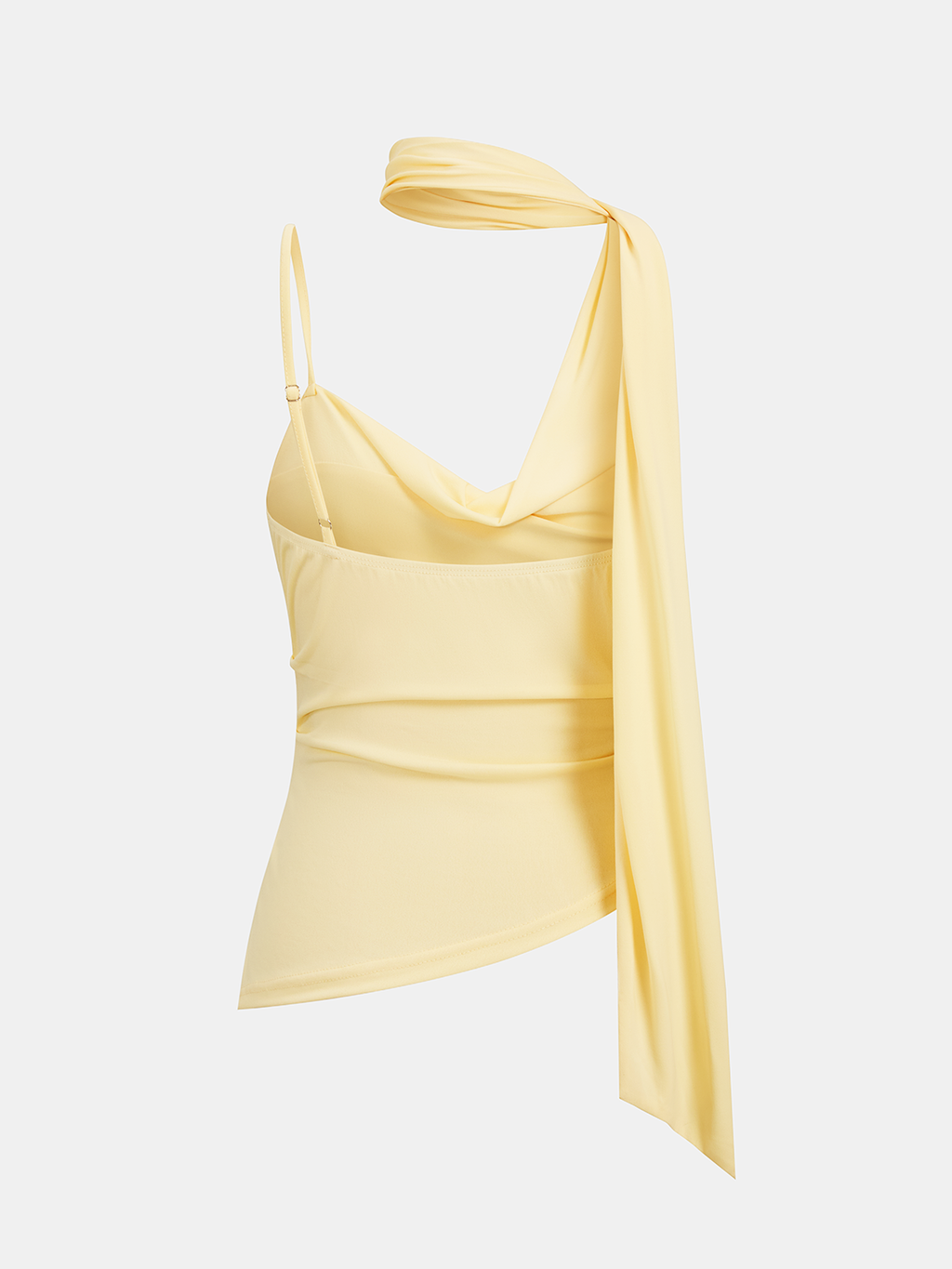 Asymmetrisches Camisole-Top mit gerafftem Bindekragen