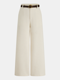 Weite Leinenmischhose mit Bindegürtel