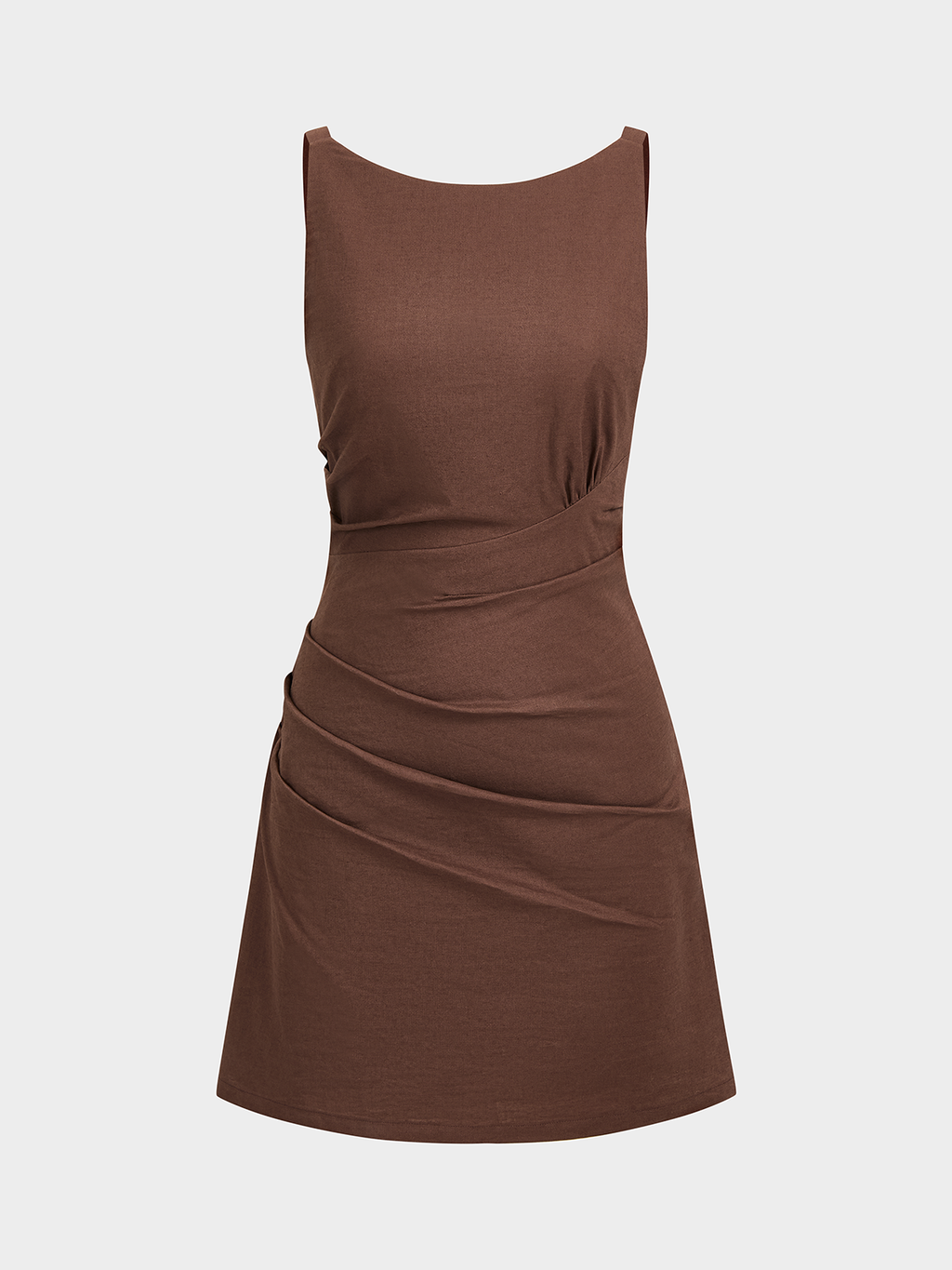 Ärmelloses Mini-Rüschenkleid aus Baumwollleinen