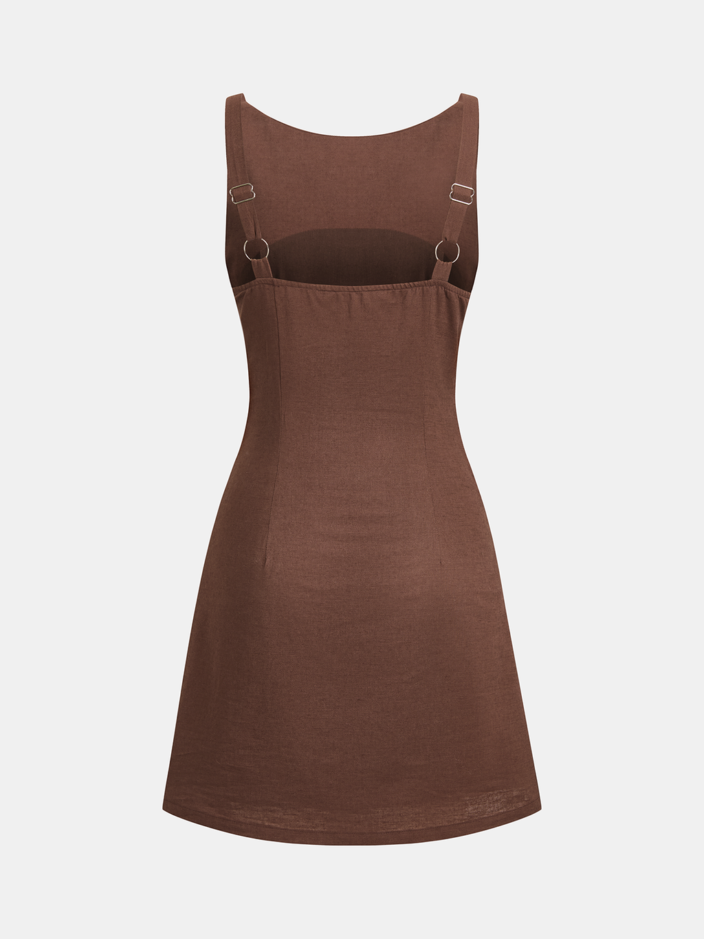 Ärmelloses Mini-Rüschenkleid aus Baumwollleinen