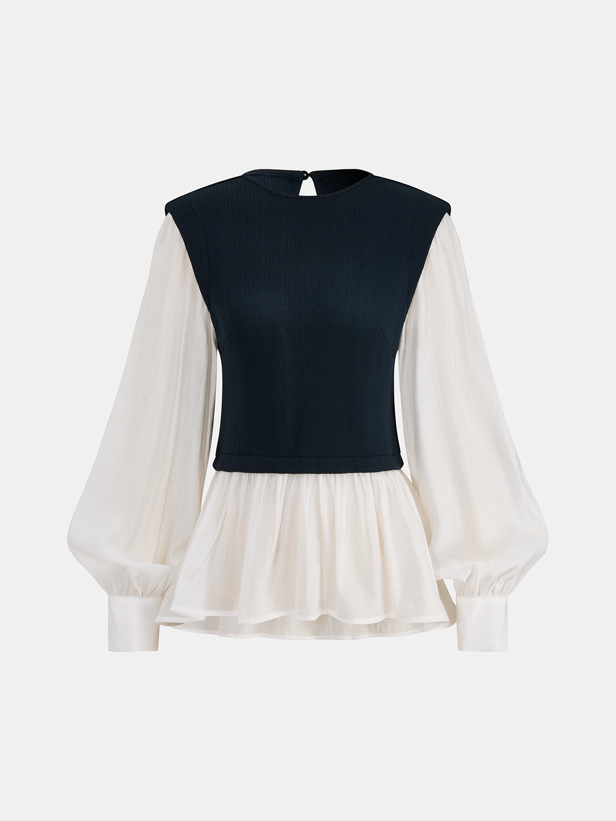 Bluse mit Color-Blocking und Schößchen