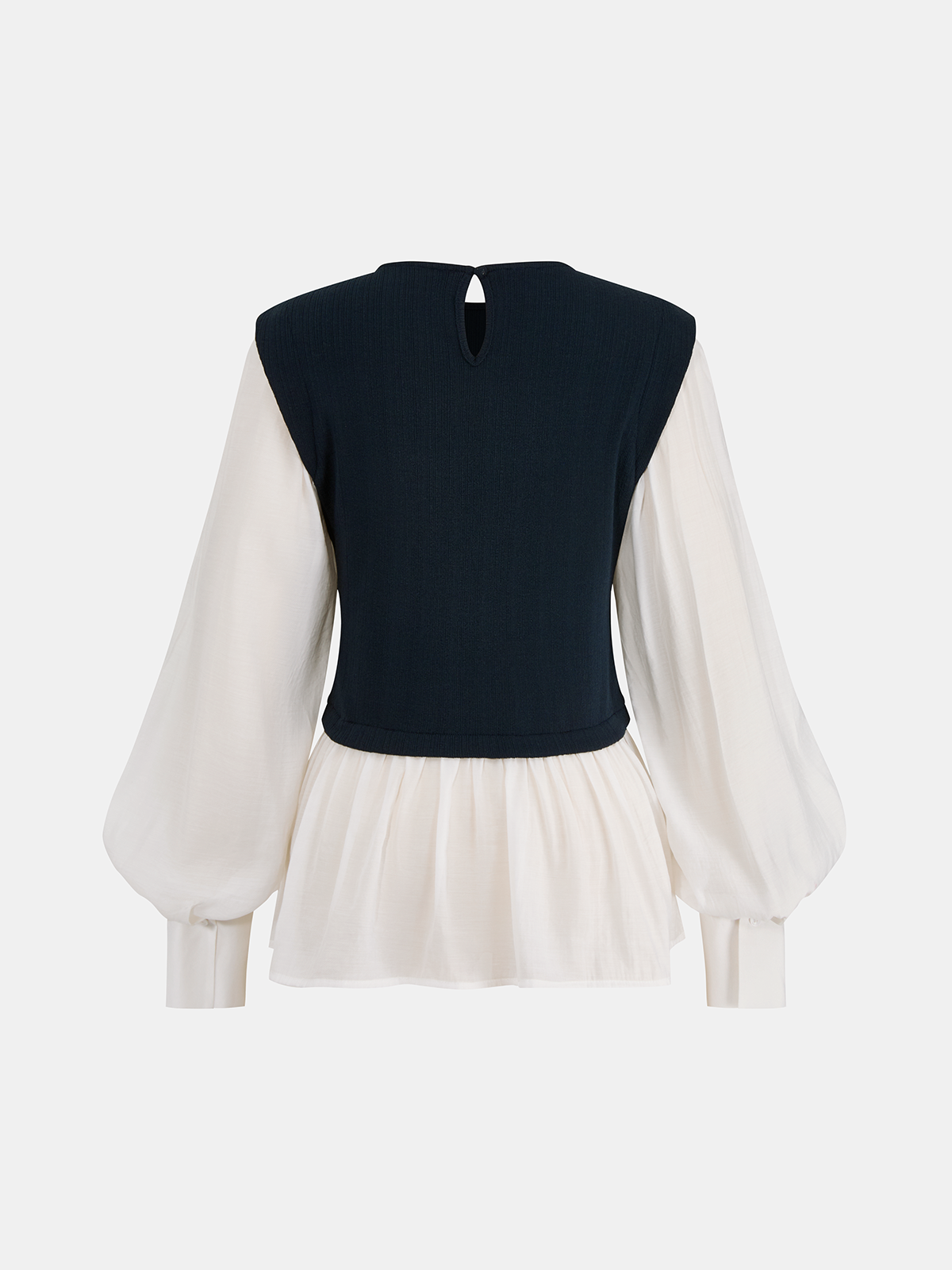Bluse mit Color-Blocking und Schößchen