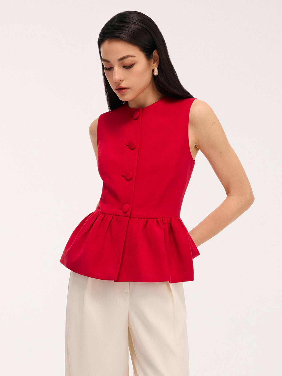 Ensemble top péplum sans manches et short