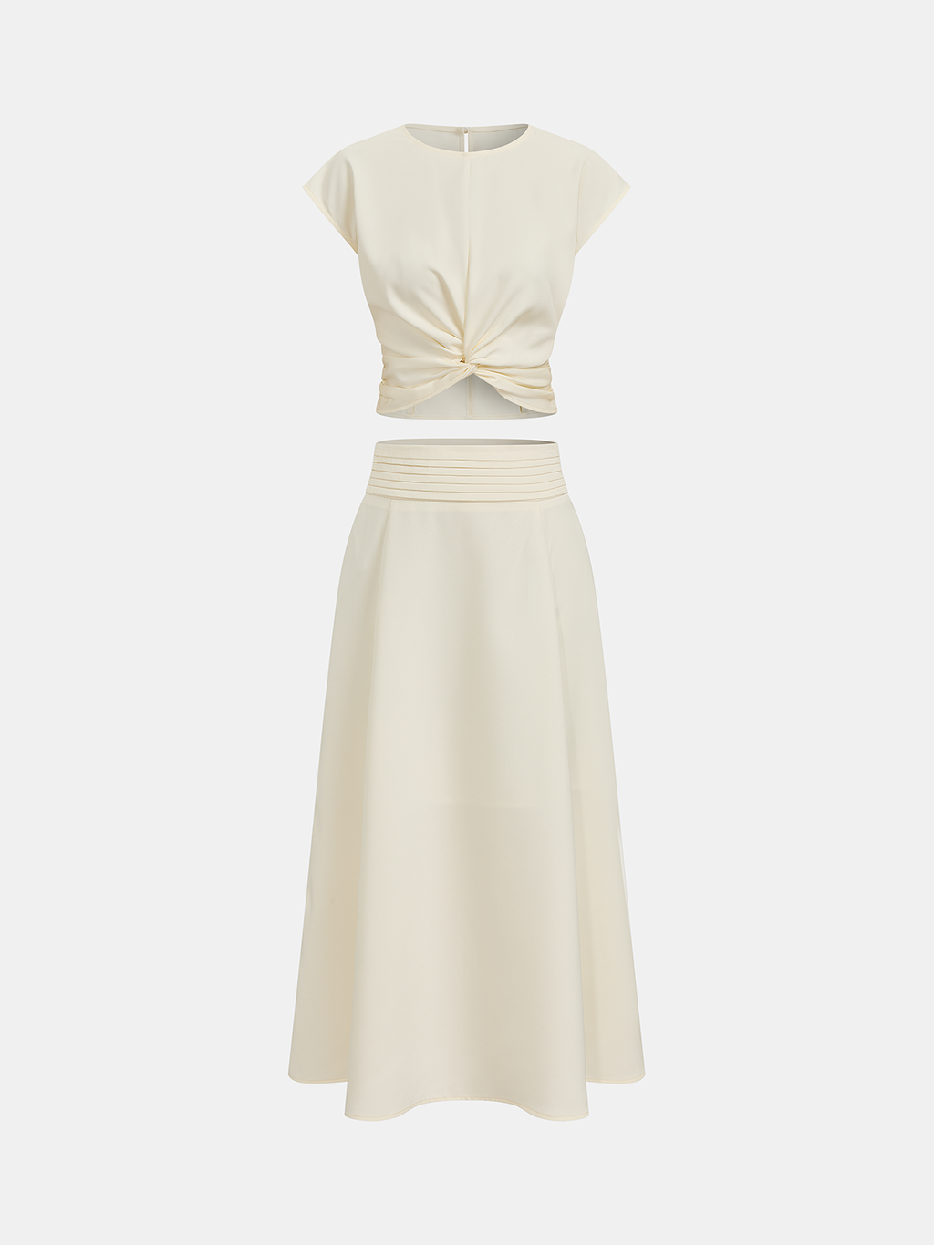 Crop Top mit verdrehtem Saum und Midirock-Set