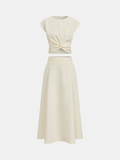 Crop Top mit verdrehtem Saum und Midirock-Set