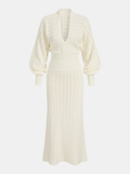 Bishop Sleeve Crochet Knit Maxi Dress