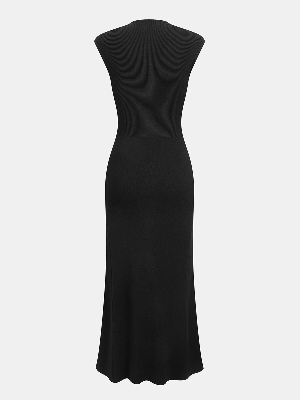 Robe longue en maille côtelée à manches courtes boutonnées