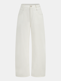 Pantalon en jean taille mi-haute, jambes larges