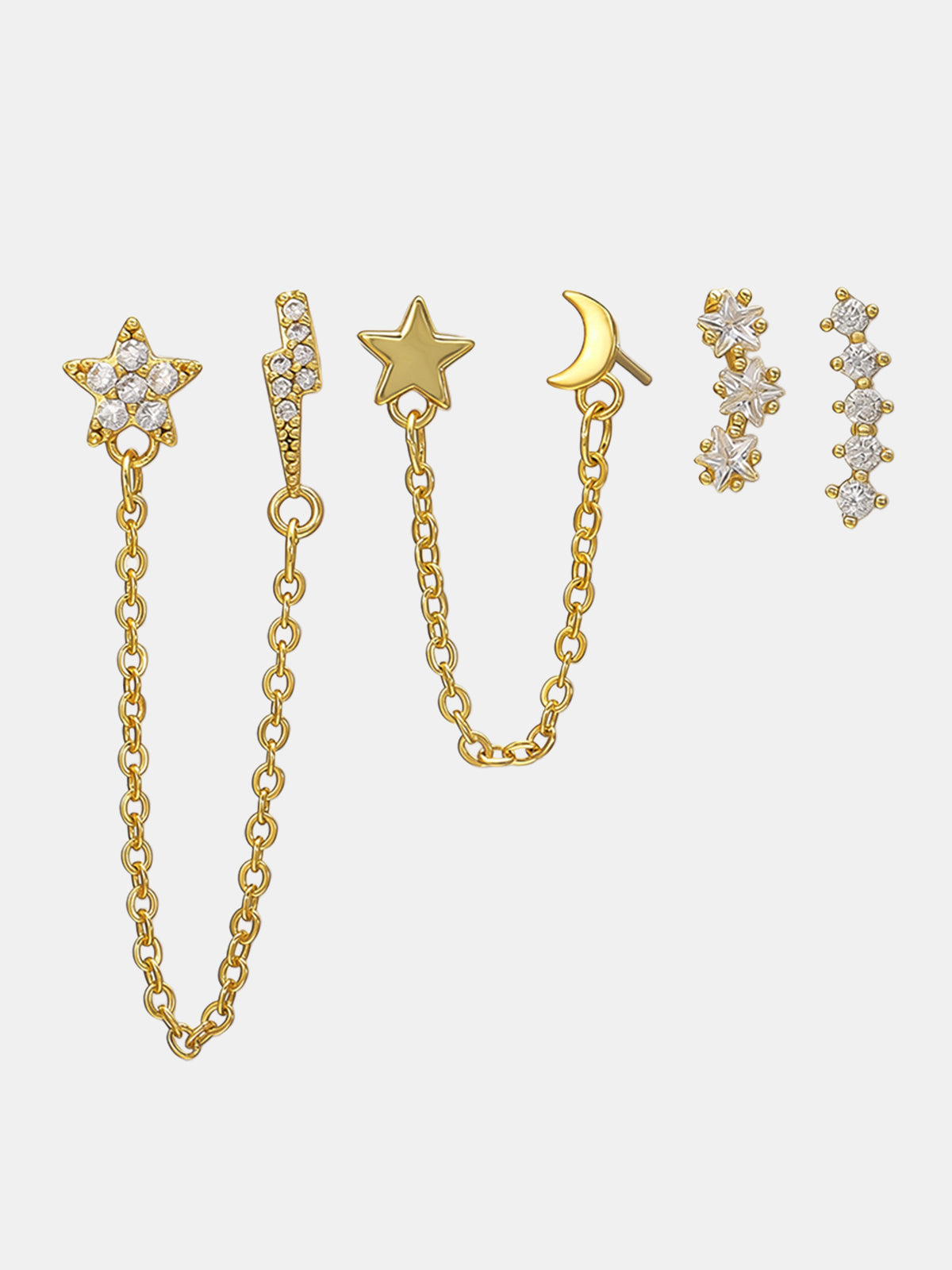 4 Boucles d'oreilles célestes pour une seule oreille