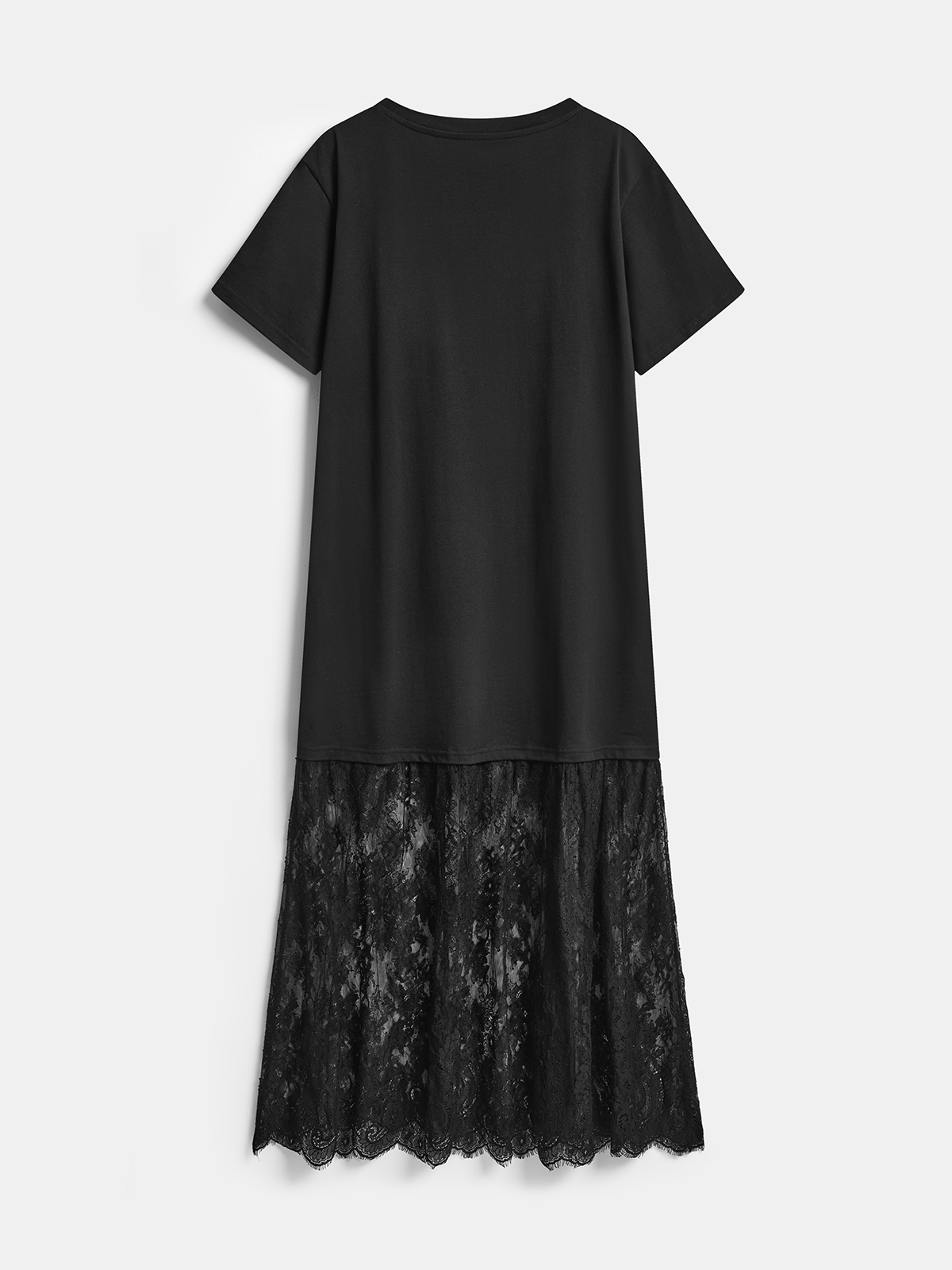 Maxikleid mit Spitzeneinsatz und kurzen Ärmeln