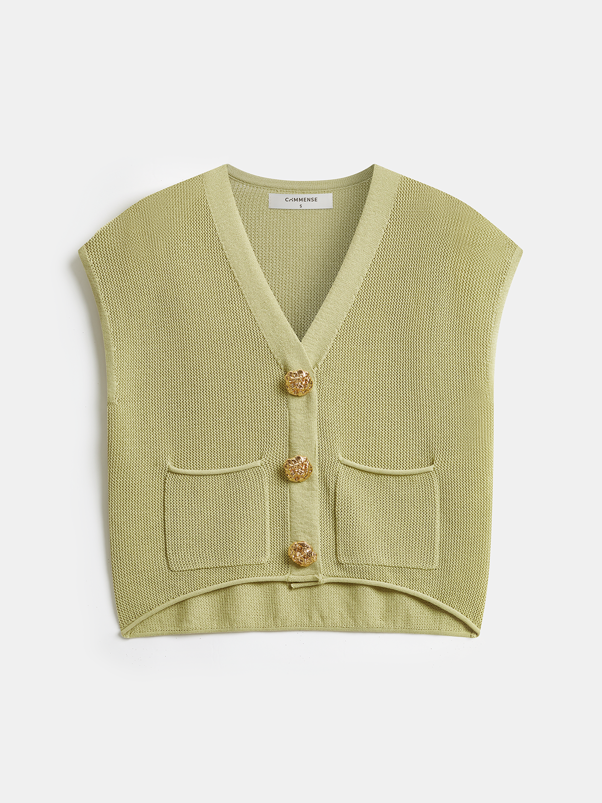 Gilet en tricot sans manches avec boutons en relief