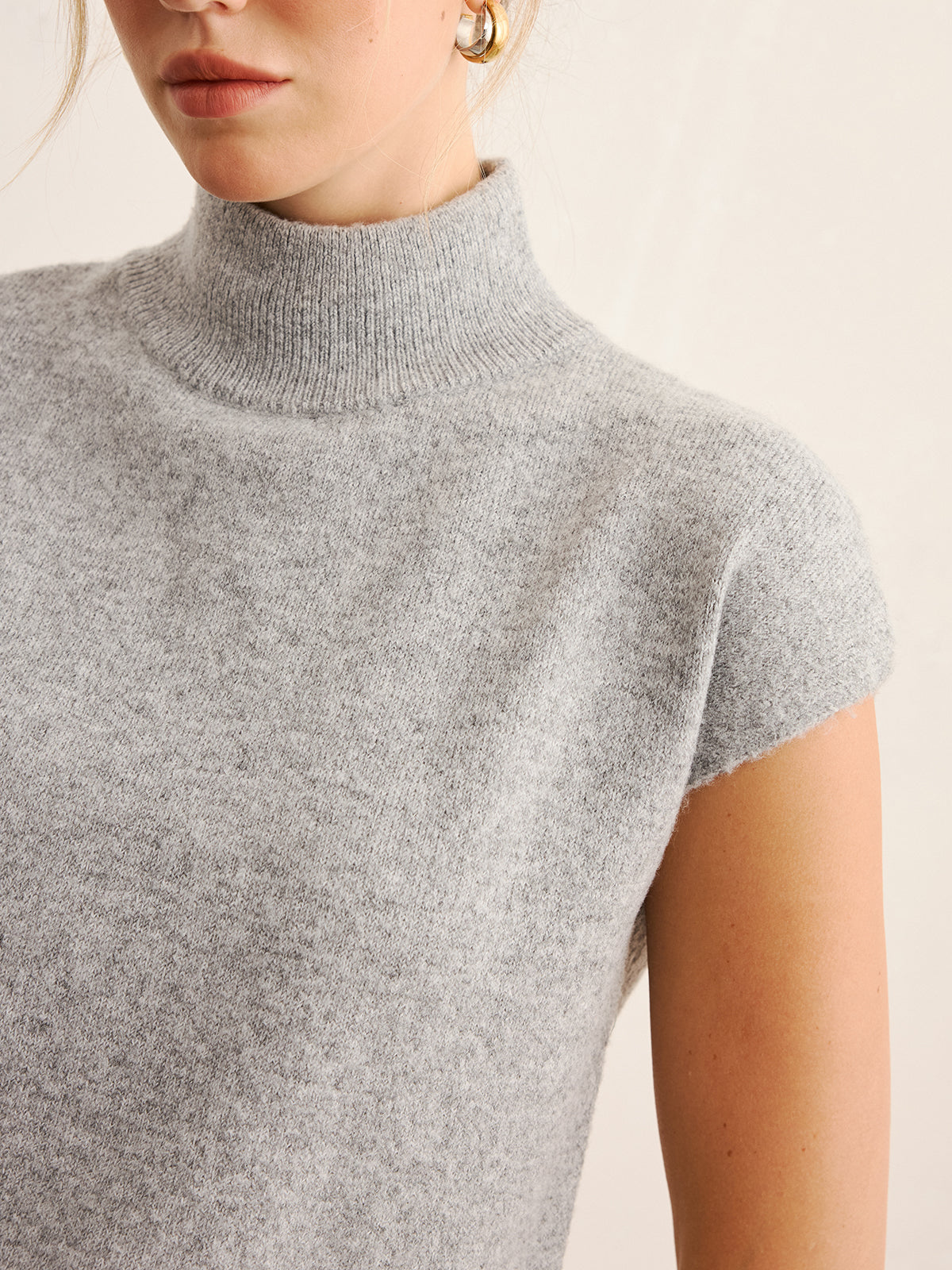Stricktop mit Stehkragen und Midirock-Set ohne Gürtel