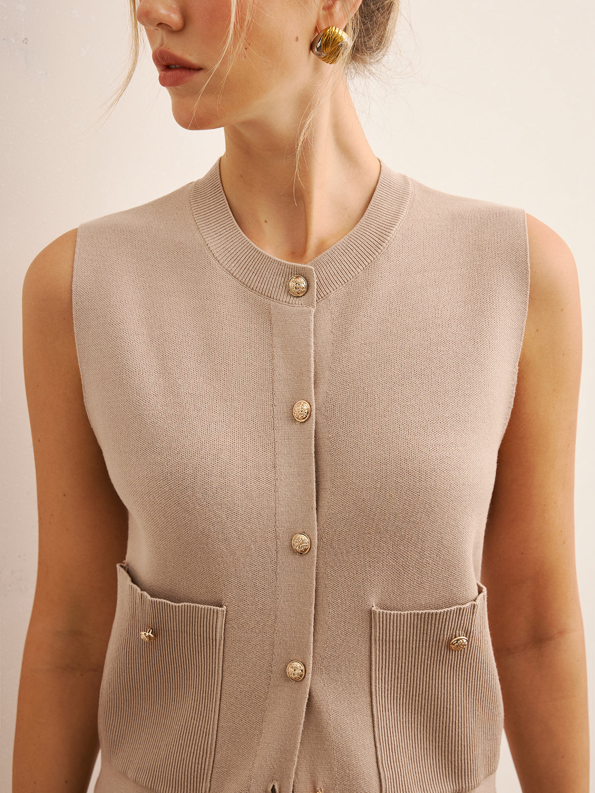 Ensemble gilet en maille et pantalon large