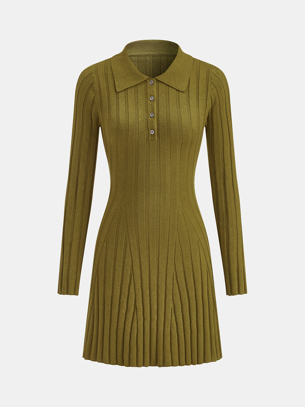 Mini-robe polo en maille côtelée mélangée de laine
